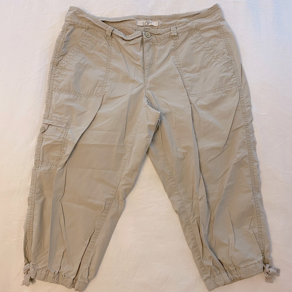 Ann Taylor Loft khaki crop cargo pants
